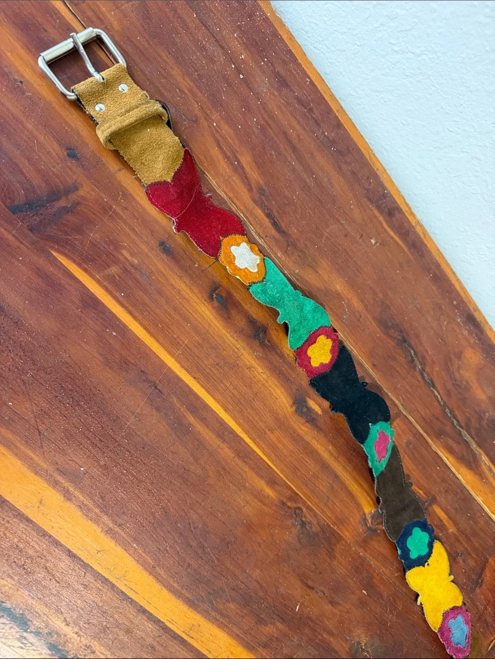 Vintage Butterfly Floral leather Belt Cottagecore 90s Hippie Granny